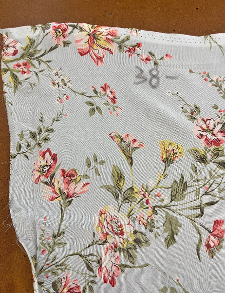 Sheer Pale Blue Spring Floral Fabric - 2 yds