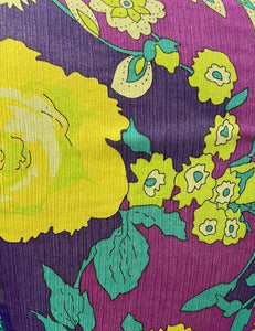 Sheer Neon 70s Floral Angel Wing Crop Tie Top