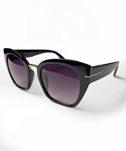 Solid Black 70s Fonda Frame Retro Sunglasses