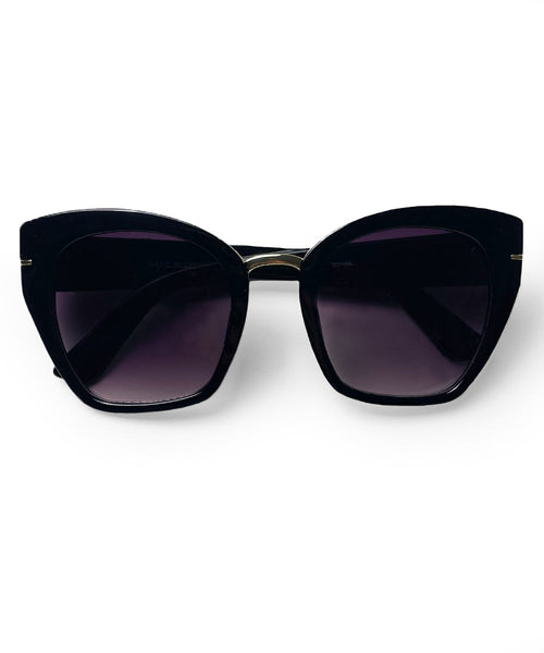 Solid Black 70s Fonda Frame Retro Sunglasses