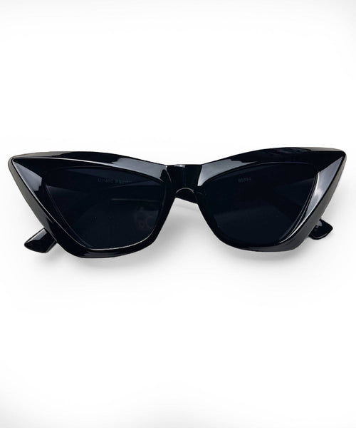 Solid Black Nine Lives Retro Cat Eye Sunglasses