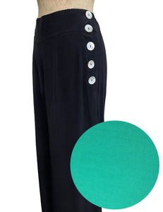 PREORDER - Spearmint Green Retro 1940s Style High Waisted Palazzo Pants