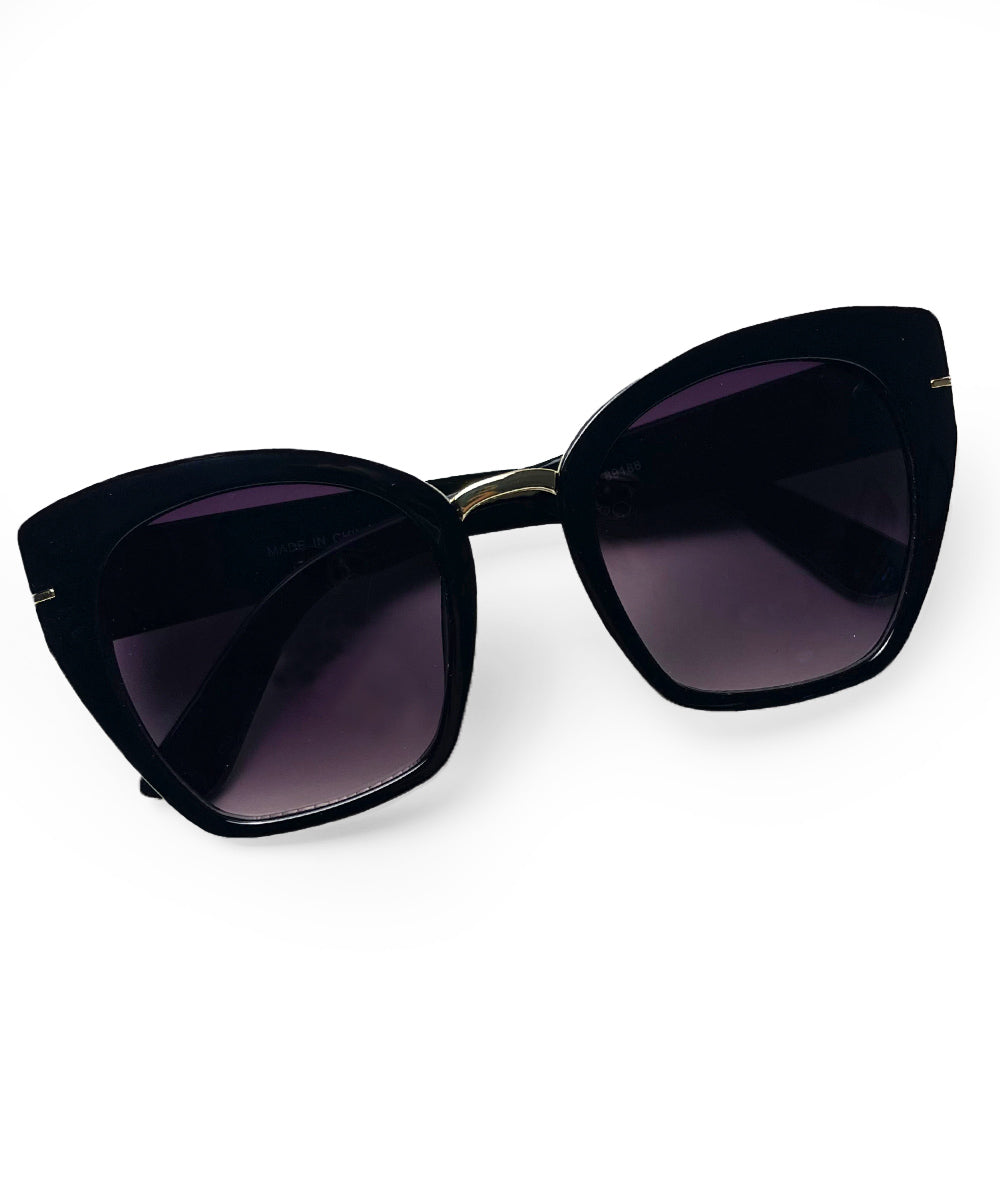 Solid Black 70s Fonda Frame Retro Sunglasses