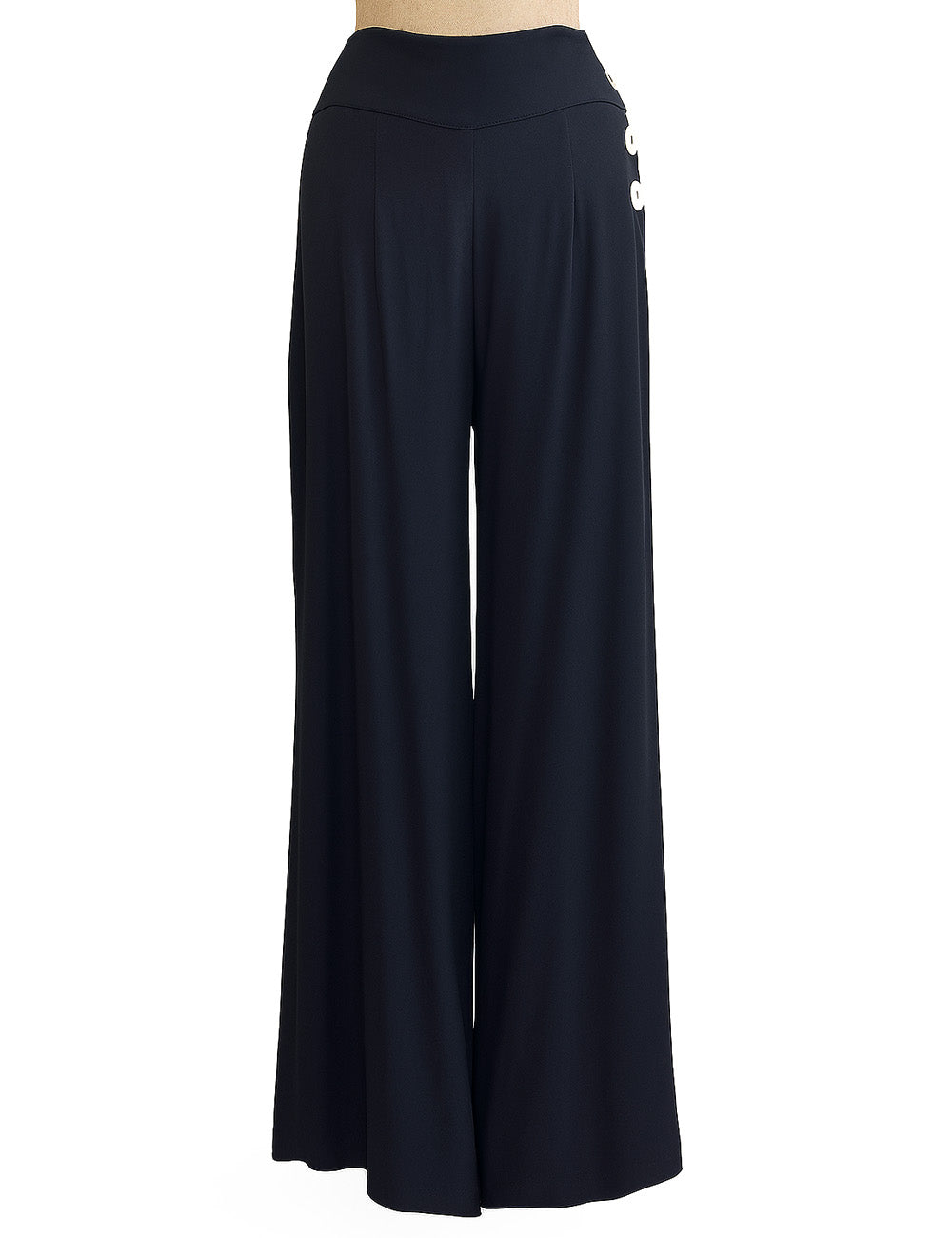 Solid Black Retro 1940s Style High Waisted Palazzo Pants