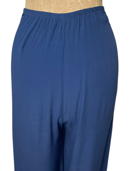 Cerulean Blue 1940s Style High Waisted Palazzo Pants