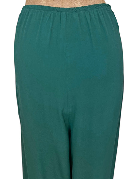 Deep Cobalt Green 1940s Style High Waisted Palazzo Pants