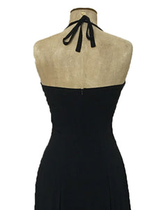 Solid Black Vintage Style 1940s Marta Halter Swing Dress