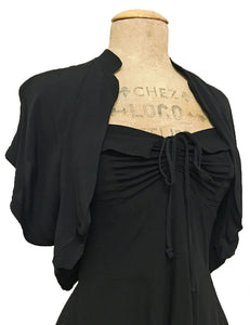 Solid Black Vintage Style 1940s Marta Halter Swing Dress