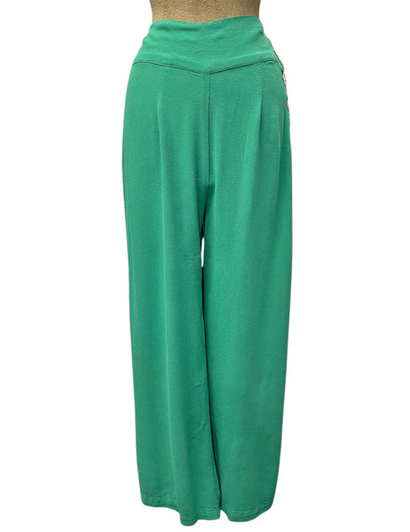 Spearmint Green Retro 1940s Style High Waisted Palazzo Pants