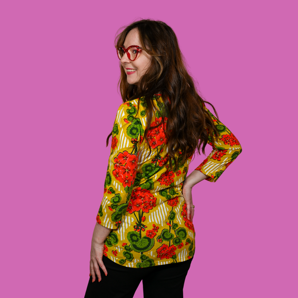 Modflower Wallpaper 3/4 Sleeve Tee in Sunshine