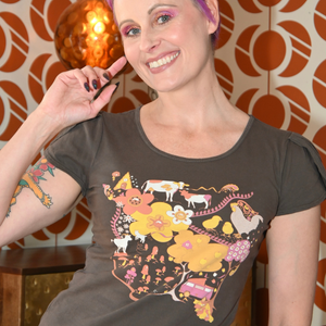 Whimsical Landscape & Animal Tee in Walnut