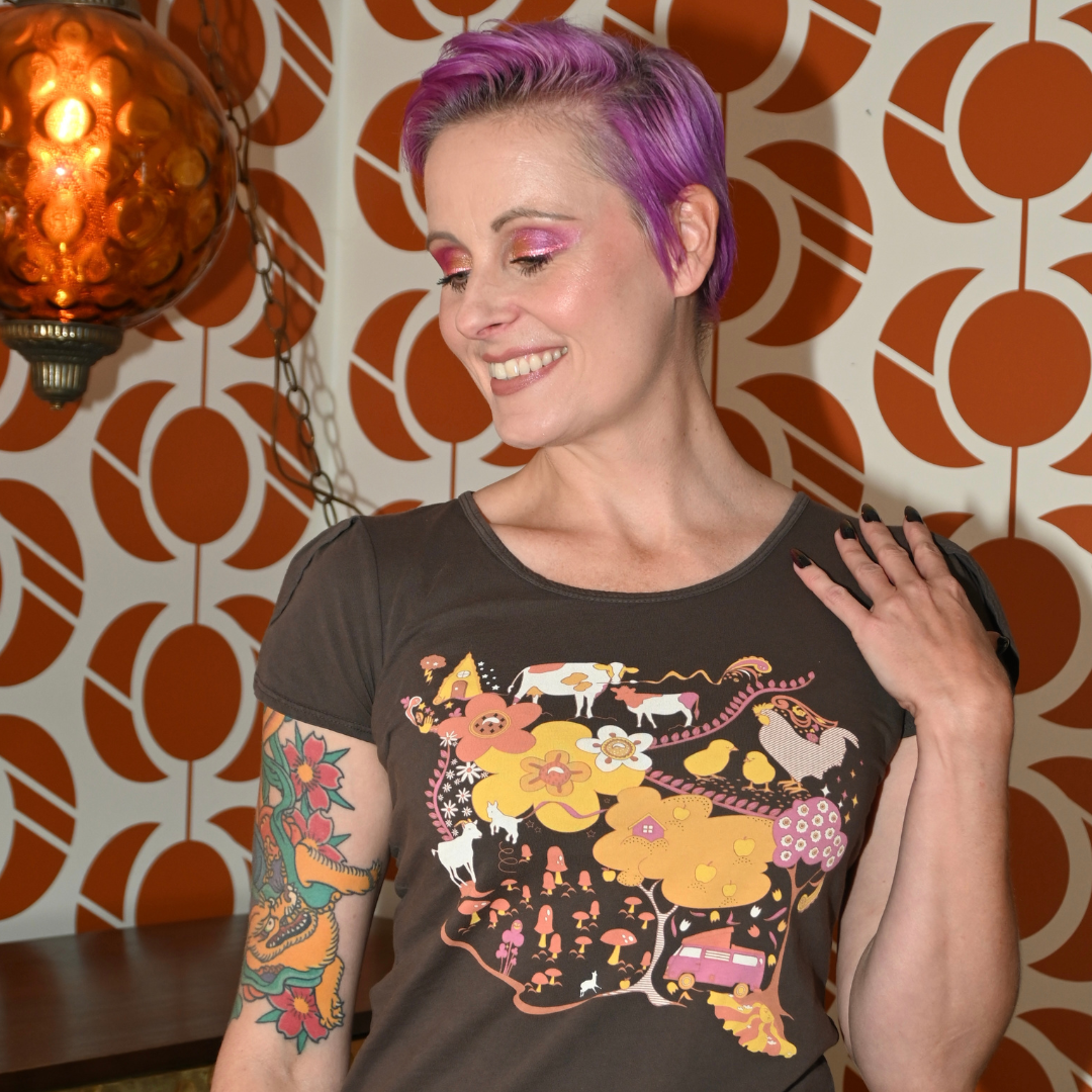 Whimsical Landscape & Animal Tee in Walnut