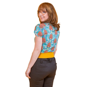 Cheeky Monkeys Tulip Sleeve Tee in Blue Hawaiian