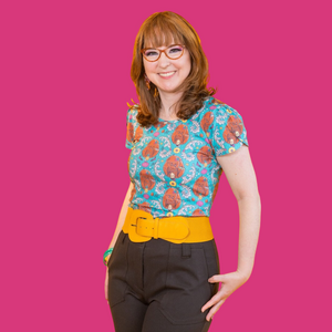 Cheeky Monkeys Tulip Sleeve Tee in Blue Hawaiian