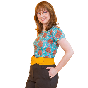 Cheeky Monkeys Tulip Sleeve Tee in Blue Hawaiian