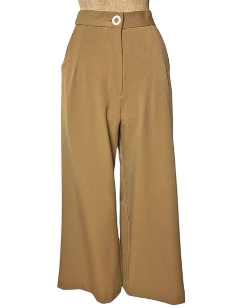 SCOUT - Tan Gaberdine 1940s Wide Leg Trail Trouser Pant