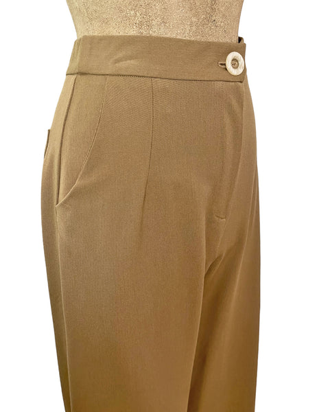 SCOUT - Tan Gaberdine 1940s Wide Leg Trail Trouser Pant