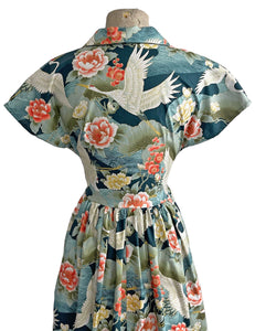 BACKORDER - Scout for Loco Lindo Golden Holiday Crane Print Willow Dress
