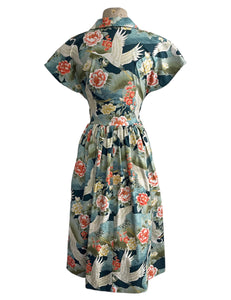BACKORDER - Scout for Loco Lindo Golden Holiday Crane Print Willow Dress