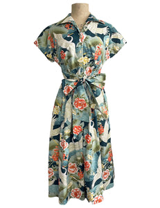 BACKORDER - Scout for Loco Lindo Golden Holiday Crane Print Willow Dress