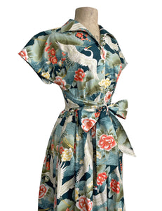 BACKORDER - Scout for Loco Lindo Golden Holiday Crane Print Willow Dress