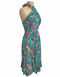 Doris Mayday for Loco Lindo - Teal Star of the Sea Mayday Halter Swing Dress