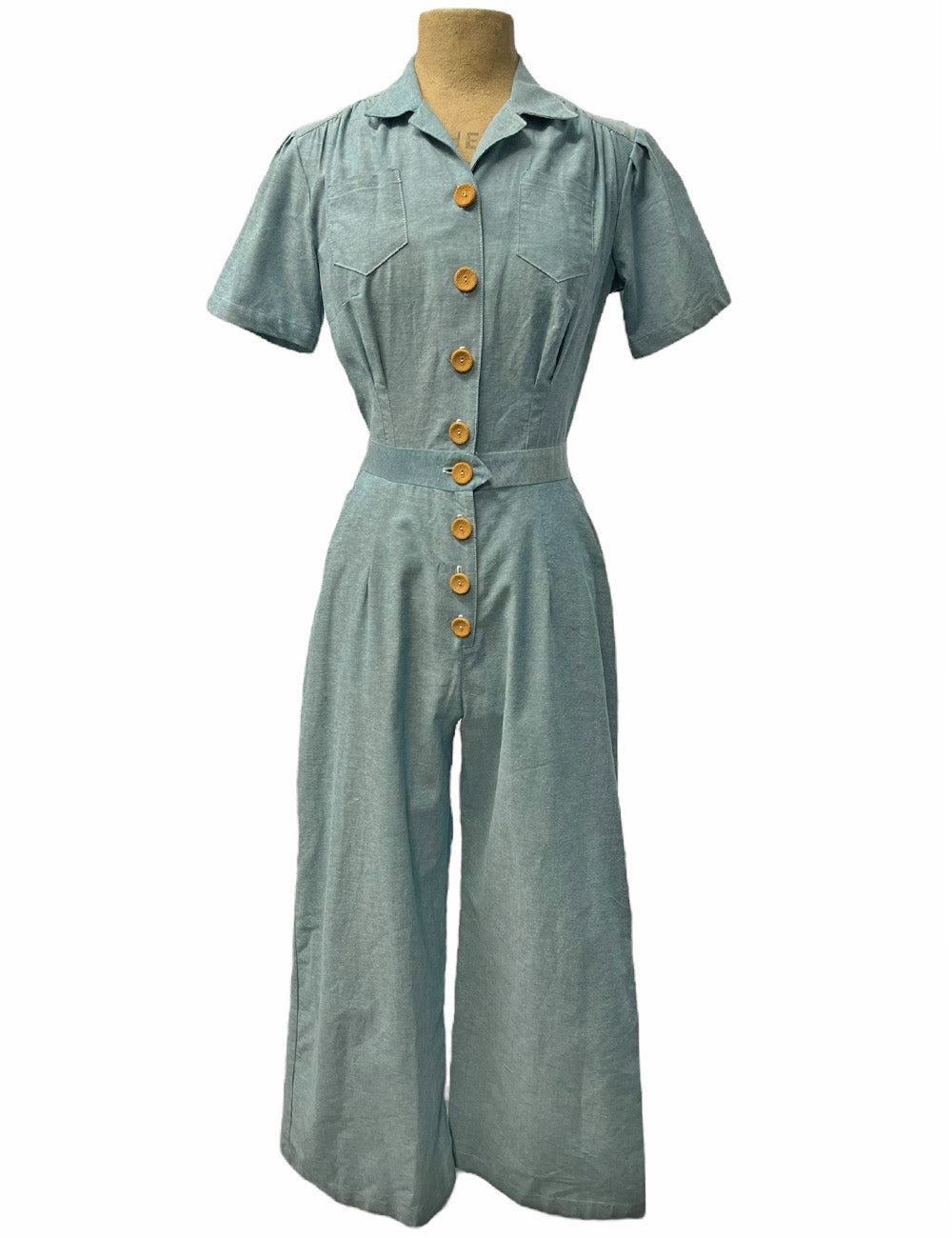 Scout Teal Cotton Chambray 1940s Pacific Coveralls