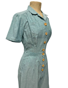 Scout Teal Cotton Chambray 1940s Pacific Coveralls