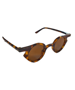 Tortoise Brown 1930s Small Frame Unique Round Sunglasses