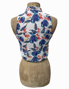 SAMPLE - White Tropical Fern Sleeveless Sally Top XS/SM