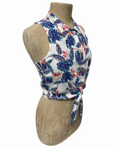 SAMPLE - White Tropical Fern Sleeveless Sally Top XS/SM