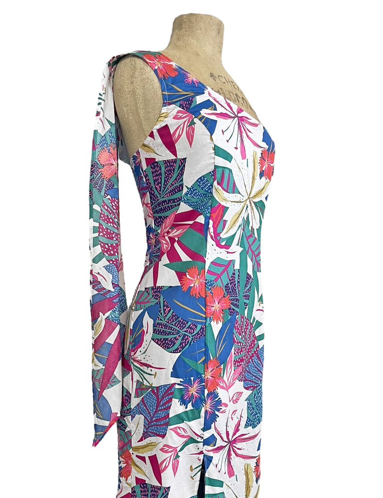one shoulder hawaiian print dress Clearance Sale! Irregularities/Imperfect Hawaiian Muumuu One-Shoulder Long Dress Nahenahe Hibiscus Blue / L / Polycotton
