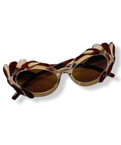 Brown & Tan Pretty in Paris Cat Eye Retro Sunglasses