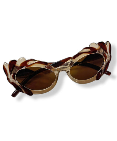 Brown & Tan Pretty in Paris Cat Eye Retro Sunglasses