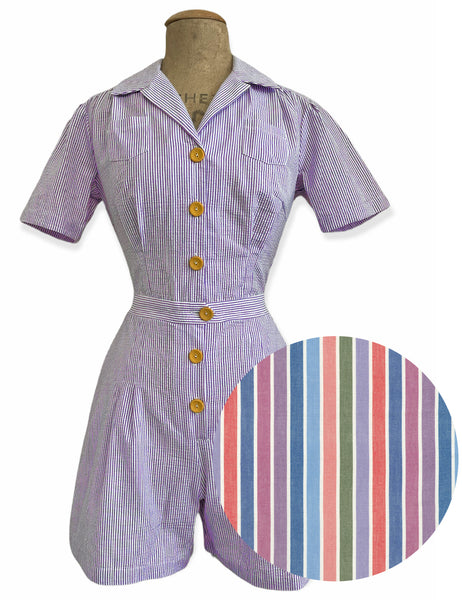 PREORDER - Scout 40s Colorful Cabana Stripe Carolina Romper