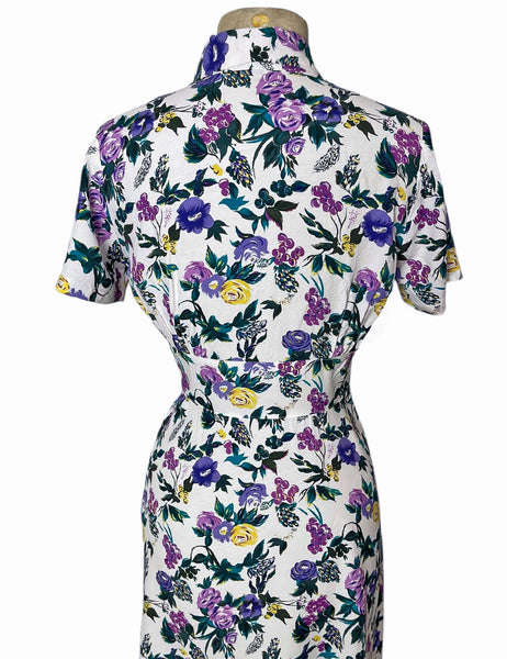 Violets & Vineyards Button Front Margie Dress