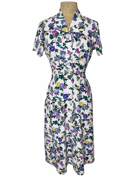 Violets & Vineyards Button Front Margie Dress