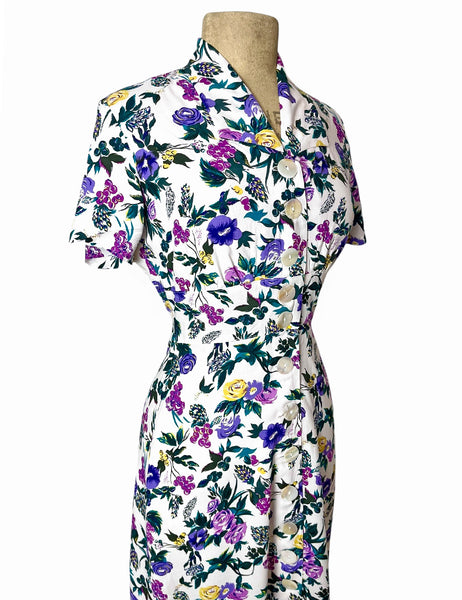 Violets & Vineyards Button Front Margie Dress