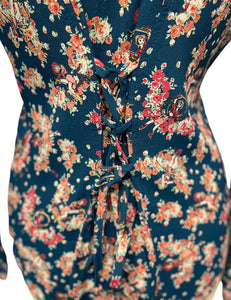 SAMPLE - Teal Cowgirl Print Button Up Blouse - Small