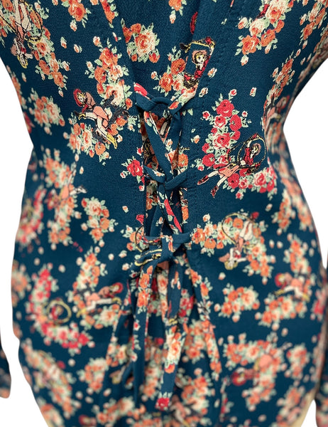 SAMPLE - Teal Cowgirl Print Button Up Blouse - Small