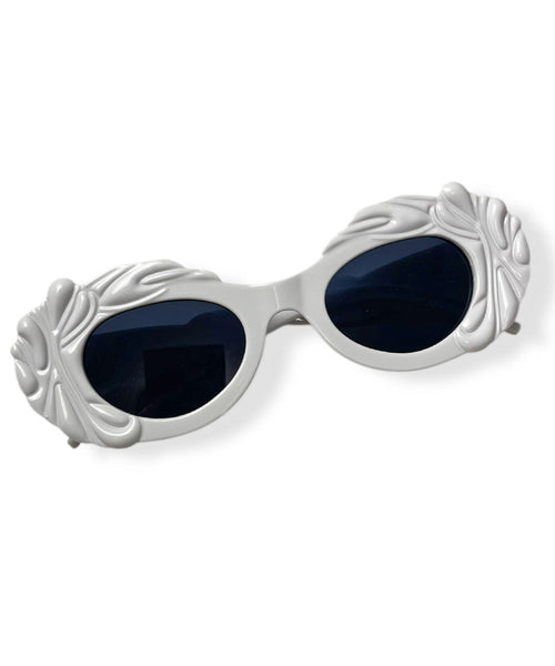 White Pretty in Paris Oval Retro Sunglasses