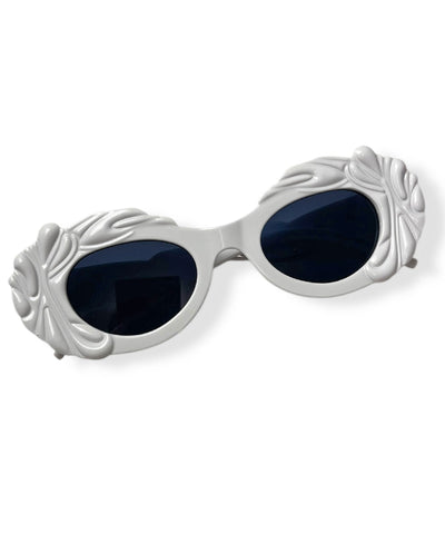 White Pretty in Paris Oval Retro Sunglasses