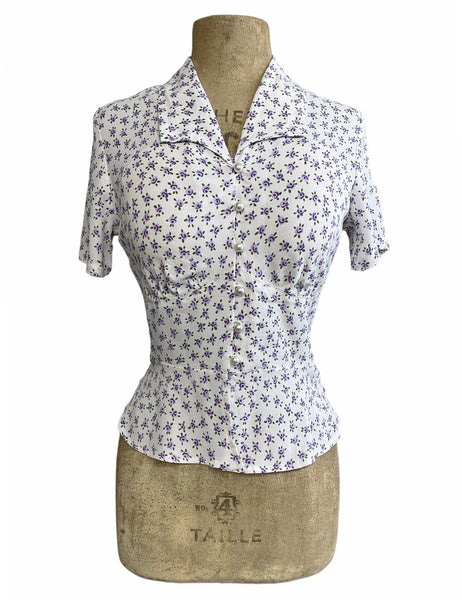 Purple Posey Vintage Style Button Up Betty Blouse