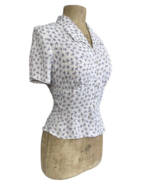 Purple Posey Vintage Style Button Up Betty Blouse