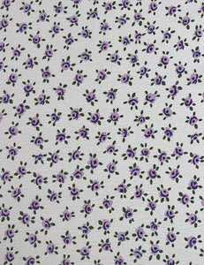 White Purple Posey Rayon Crepe Fabric - 2 yds