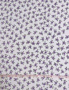 White Purple Posey Rayon Crepe Fabric - 2 yds