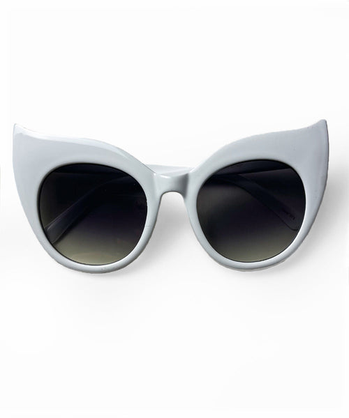 White Oversized Wing Tip Cat Eye Sunglasses
