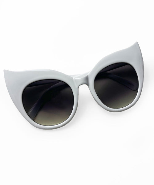White Oversized Wing Tip Cat Eye Sunglasses