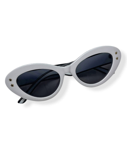 White Retro Sporty Two Toned Sunglasses