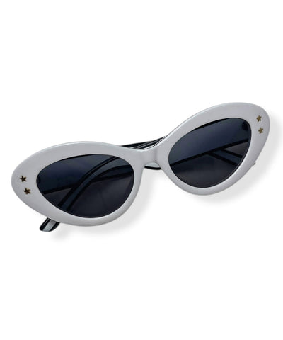 White Retro Sporty Two Toned Sunglasses